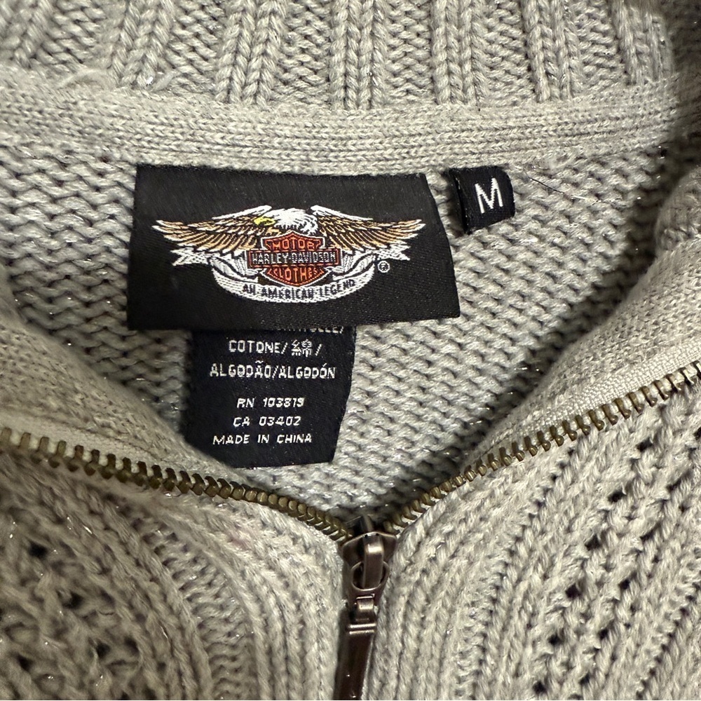 Harley-Davidson Women's Knit Cardigan, size M, light gray - Picture 3 of 10
